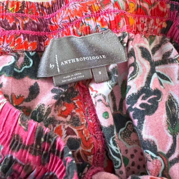 Anthropologie Boho Floral Pajama Set Farm Rio Inspired Print Red Pink Sleepwear - Picture 9 of 14